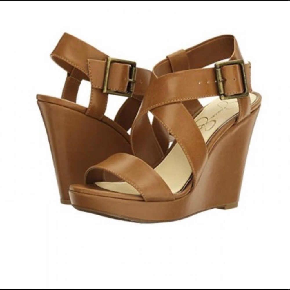 Jessica Simpson 100% leather , brown wedge sandal.